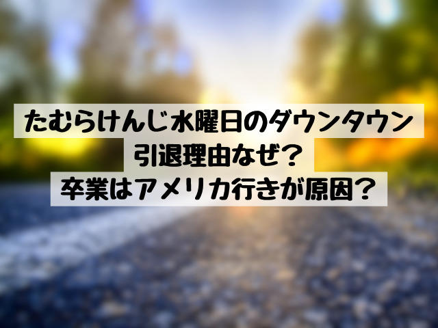 たむらけんじ水曜日のダウンタウン引退理由なぜ？卒業はアメリカ行きが原因？